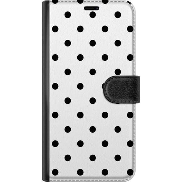 Kompatibel Tegnebogsetui til Apple iPhone SE (2022) Sort-hvide prikker hvid