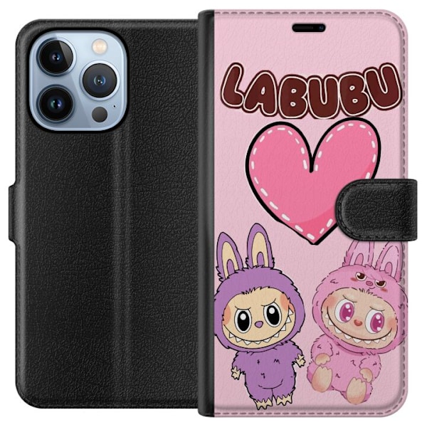 Apple iPhone 13 Pro Lompakkokotelo Labubu Pink Monster