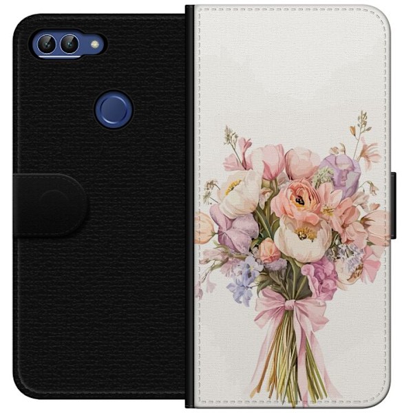 Huawei P smart Plånboksfodral Mobilskal med färgglad blombukett i romantisk stil