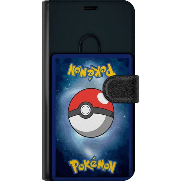 Kompatibel Tegnebogsetui til Google Pixel 9 Pro Pokéball mod stjernesky spiltema samlerbold rum baggrund blå