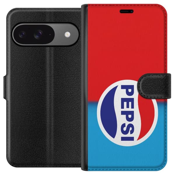 Kompatibelt Plånboksfodral till Google Pixel 9 Pro Minimalistisk Pepsi-logotyp i rött, vitt och blått flerfärgad