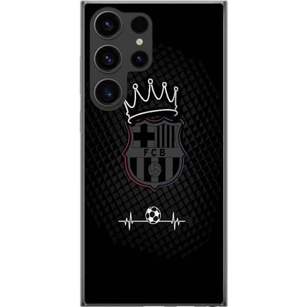 Samsung Galaxy S24 Ultra Genomskinligt Skal FC Barcelona Emblem Fotboll Motiv Blå Röd Klubbmärke Katalonien La Liga Fans Populärt Ikoniskt