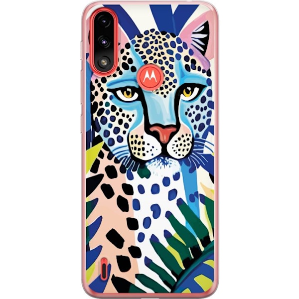 Motorola Moto E7 Power Gennemsigtig cover Livlig Leopard