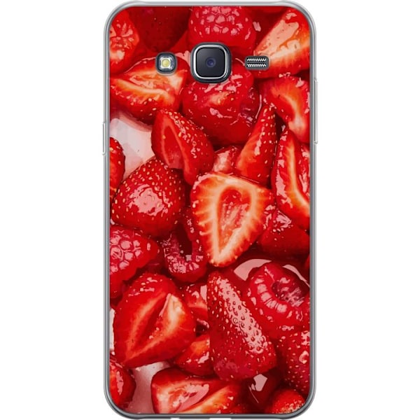 Samsung Galaxy J5 Läpinäkyvä kuori Mansikkakuviointi - makea motiivi kesäfiiliksellä
