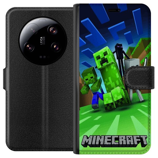 Xiaomi 13 Ultra Lompakkokotelo Minecraft Creeper mobilskal i klassisk grön pixelstil