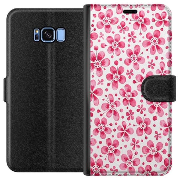 Kompatibel Tegnebogsetui til Samsung Galaxy S8 Azurblå flora