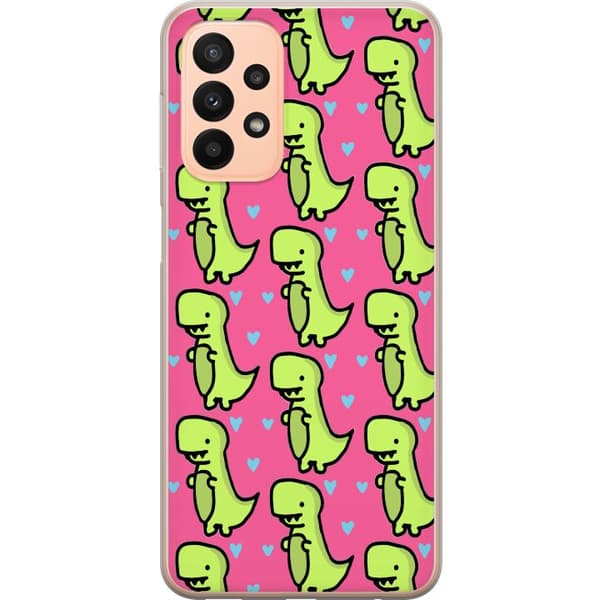 Kompatibelt Mobildeksel til Samsung Galaxy A23 Dinosaurkjærlighet i rosa mønster