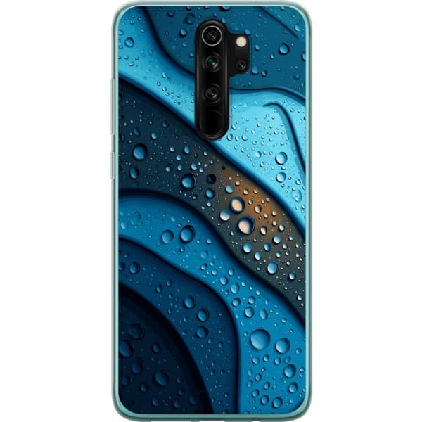 Kompatibelt Mobildeksel til Xiaomi Redmi Note 8 Pro  Blå abstrakte bølger med glitrende vanndråper i moderne grafisk design blå