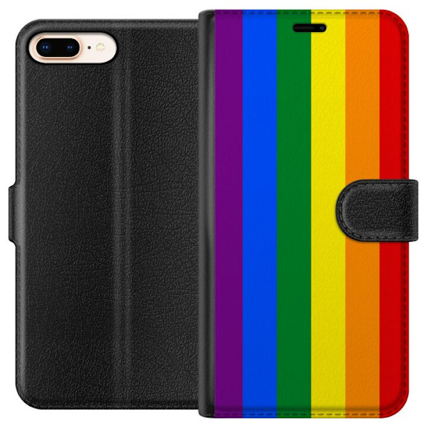 Apple iPhone 8 Plus Lompakkokotelo Pride Flagga