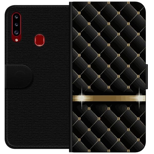 Kompatibelt Plånboksfodral till Samsung Galaxy A20s Lyxig Svart