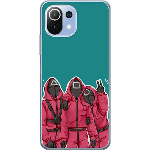 Xiaomi Mi 11 Lite Genomskinligt Skal Squid Game Karaktärer Grafisk Design Seriefigurer Populär TV Motiv Asiatisk Stil Spännande Trend