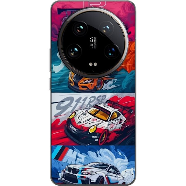Xiaomi 14 Ultra Läpinäkyvä kuori Nopeat Autot - Piirretty Kuvio Toiminnalla