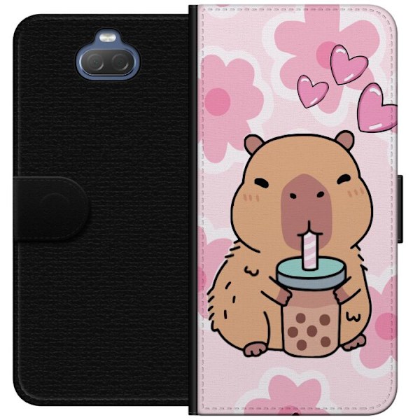 Sony Xperia 10 Plus Lompakkokotelo Kawaii Capybara Sydän Anim