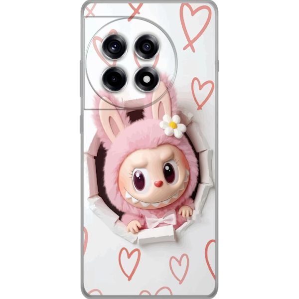 OnePlus 12R Gennemsigtig cover Labubu Hjerte Baggrund Pop Mart Kærlighed Tema Karakter Design Populært Motiv Samlerfigur Kunst Legetøj Serie