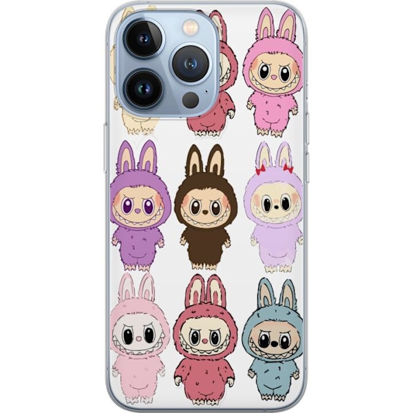 Apple iPhone 13 Pro Genomskinligt Skal Labubu Pink Monster – Popkonst med Kawaii-touch