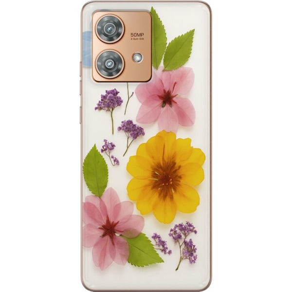 Motorola Edge 40 Neo Genomskinligt Skal Pressade blommor