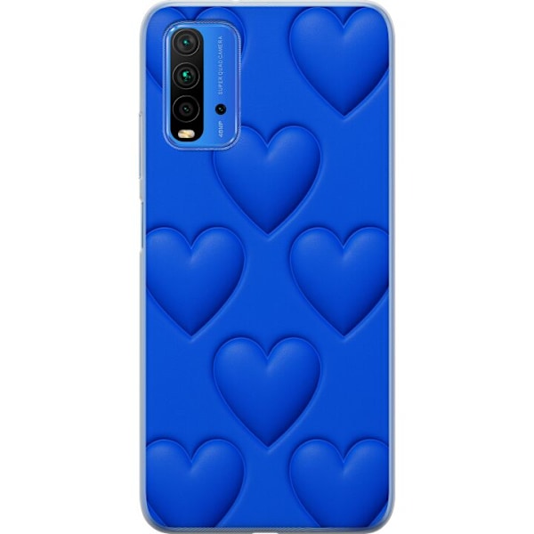 Xiaomi Redmi Note 9 4G Genomskinligt Skal Blue Hearts
