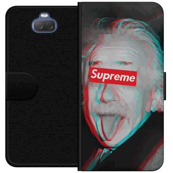 Sony Xperia 10 Plus Lompakkokotelo Supreme Albert Einstein 3D Motiivi Katumuoti Suunnittelu Suosittu Tiede Ikoni Kaupunkitaide