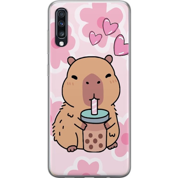 Samsung Galaxy A70 Gennemsigtig cover Kawaii Capybara Hjerte Anime Stil Sød Design Dyremotiv TikTok Populær Gave Pige