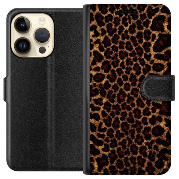 Kompatibelt Plånboksfodral till Apple iPhone 15 Pro Wild Leopard brun