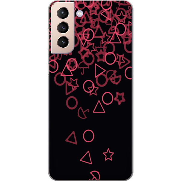 Samsung Galaxy S21 Genomskinligt Skal Squid Game Ikoner Serie Design Populärt TV Spel Ikoner Grafiskt Motiv Asiatisk Trend Dramaserie