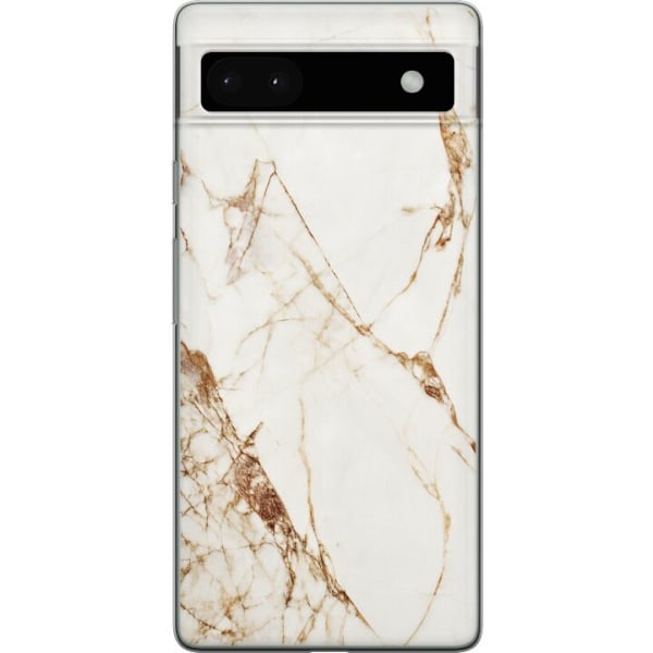 Google Pixel 6a Läpinäkyvä kuori Valkoinen marmori