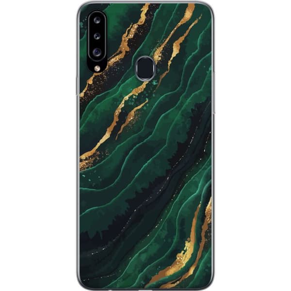 Kompatibelt Mobilskal till Samsung Galaxy A20s Marmor Guld Grön