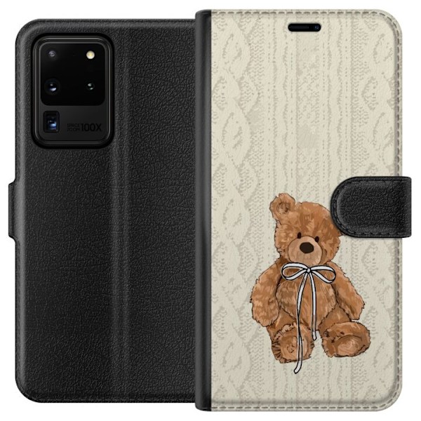 Samsung Galaxy S20 Ultra Plånboksfodral Liten Nalle – klassisk nalle i enkel design