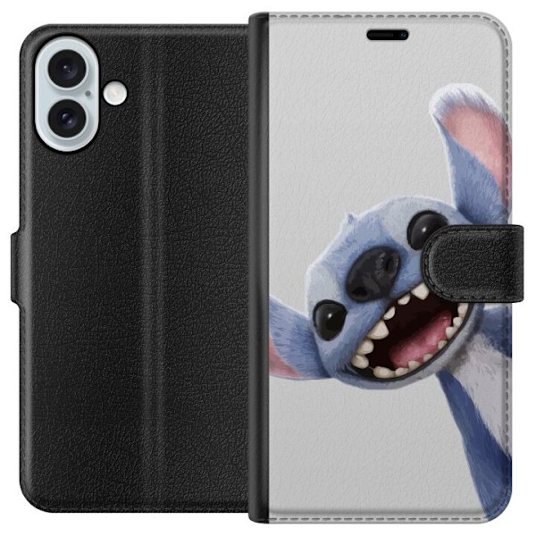 Apple iPhone 16 Plus Plånboksfodral Stitch i Fart – Kawaii Design för Fans & Barn