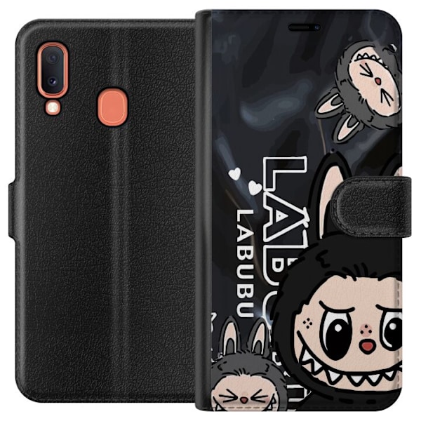 Samsung Galaxy A20e Tegnebogsetui <nl>Labubu Black Energy - Sort mønster i gade stil