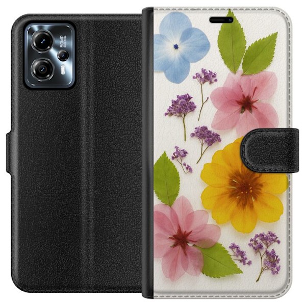 Motorola Moto G13 Tegnebogsetui Pressede blomster