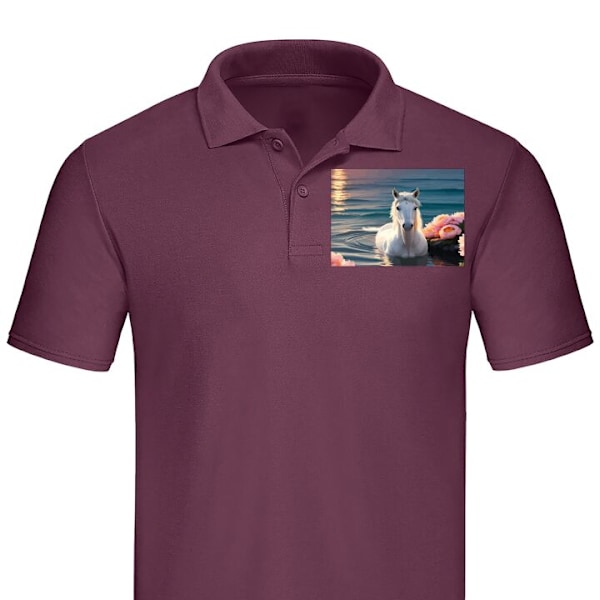 Poloshirt til Voksen | Elegant Poloshirt Svømmende hest Bordeaux Medium