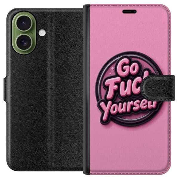 Kompatibel Tegnebogsetui til Apple iPhone 17 Rosa 3D textposter