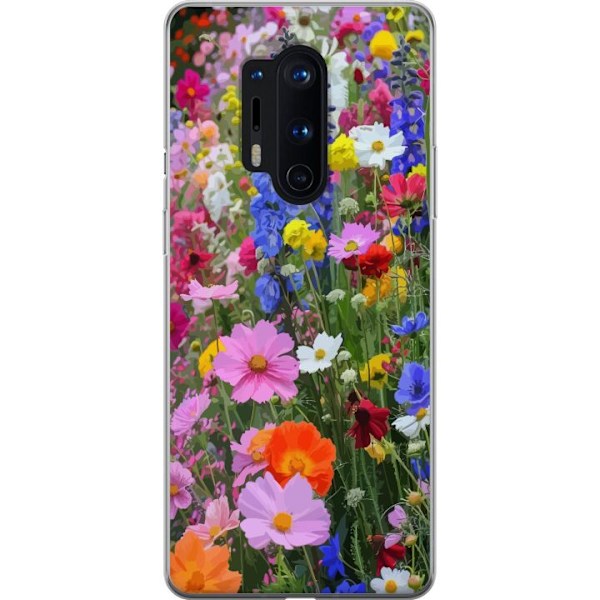 OnePlus 8 Pro Läpinäkyvä kuori Kukkakuvioinen mobiilikuori kesäisellä niityllä ja luontomaisemalla
