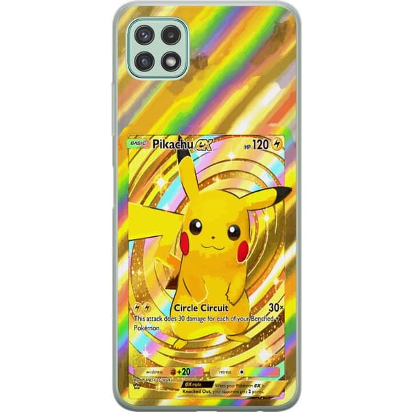 Kompatibelt Mobildeksel til Samsung Galaxy A22 5G Gullig Pikachu EX samlebilde med regnbueeffekter gull