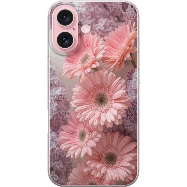 Kompatibelt Mobildeksel til Apple iPhone 16 Blomsterdesign Rosa Blomster