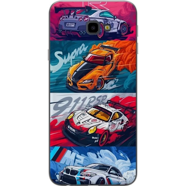 Samsung Galaxy J4+ Läpinäkyvä kuori Nopeat Autot - Piirrett