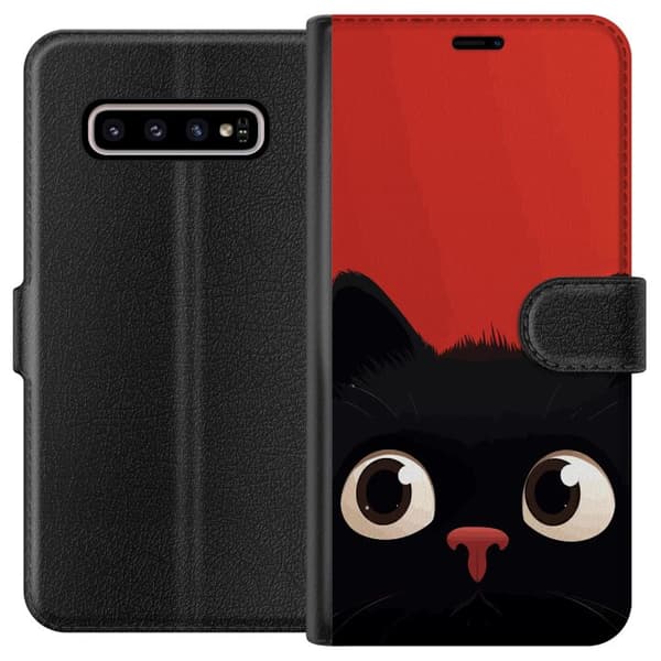 Kompatibelt Lommeboketui til Samsung Galaxy S10+ Leken Katt