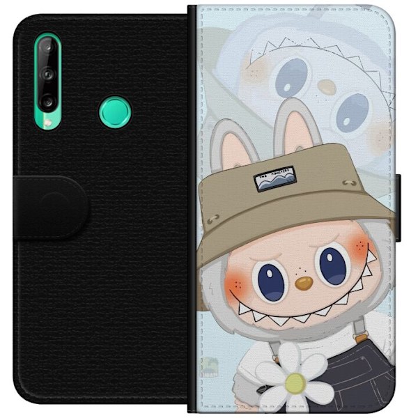 Huawei P40 lite E Tegnebogsetui Labubu med hat - Pop Mart figu