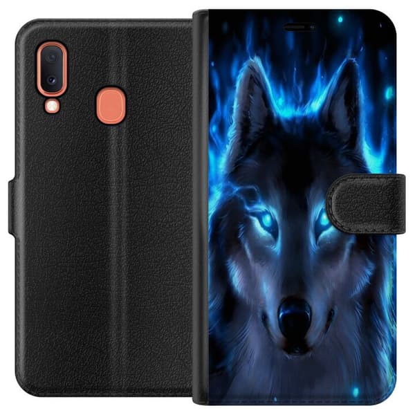 Kompatibelt Plånboksfodral till Samsung Galaxy A20e Wolf