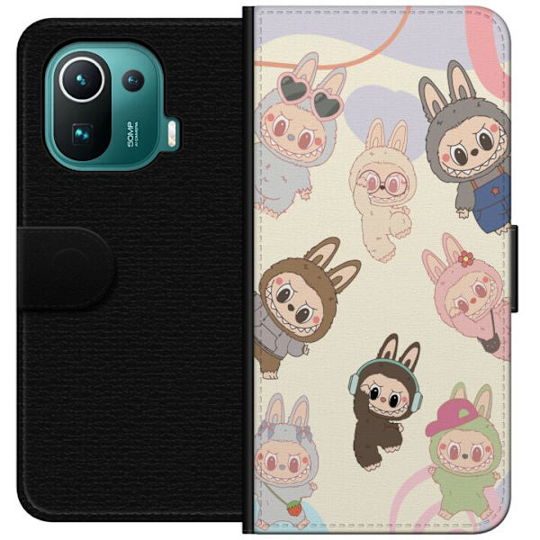 Xiaomi Mi 11 Pro Plånboksfodral Labubu Pop Mart Kollektion Motiv Figur Samling Design Populärt Art Toy Pop Mart Kreativ Grafiskt