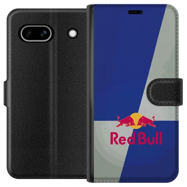 Kompatibel Tegnebogsetui til Google Pixel 7a Minimalistisk Red Bull-logo med blå og grå baggrund blå