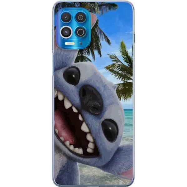 Motorola Edge S Genomskinligt Skal Stitch mobilskal med Palmer i söt vänskapsdesign