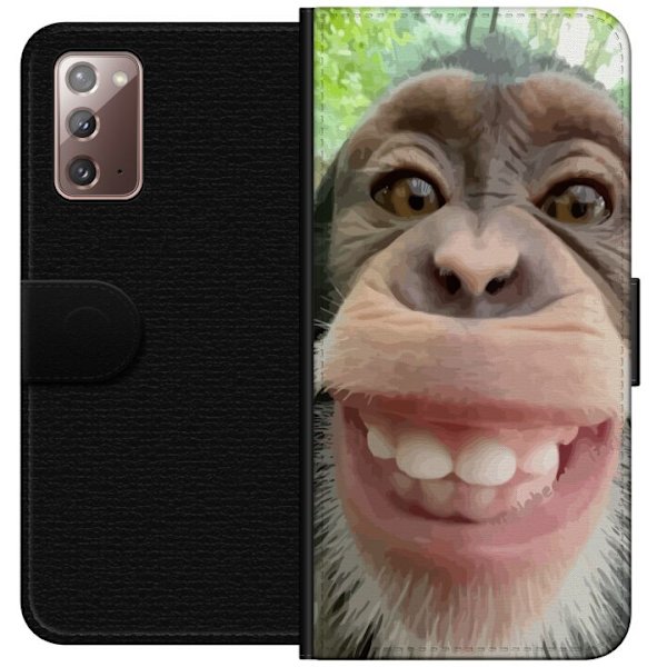 Samsung Galaxy Note20 Plånboksfodral Chimp Selfie Rolig Grafisk Design Apa Djurmotiv Trend Roligt Motiv Populärt Urban Art Stil