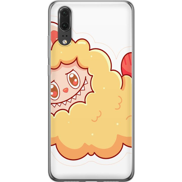 Huawei P20 Genomskinligt Skal Labubu Tvättbjörn Pop Mart Figur Samlarobjekt Söt Design Populärt Motiv Art Toy Kreativ Figurserie