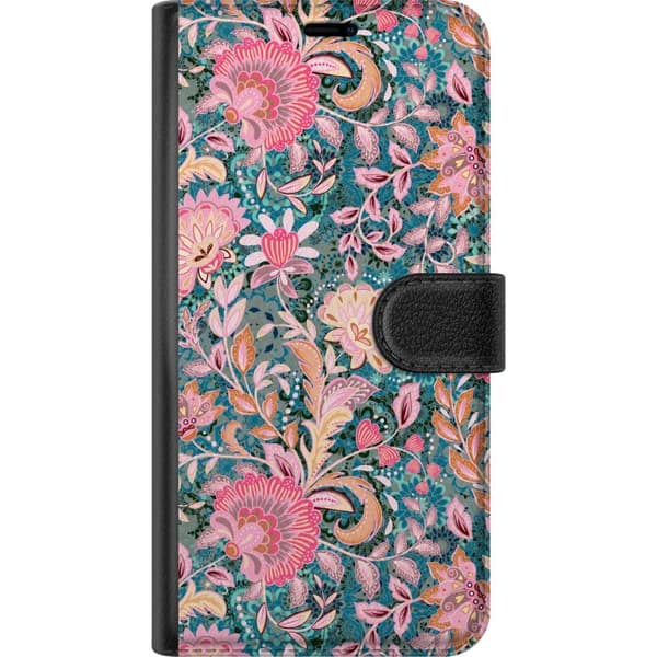Kompatibel Tegnebogsetui til Xiaomi Redmi 9 Rosa blomsterboho pink