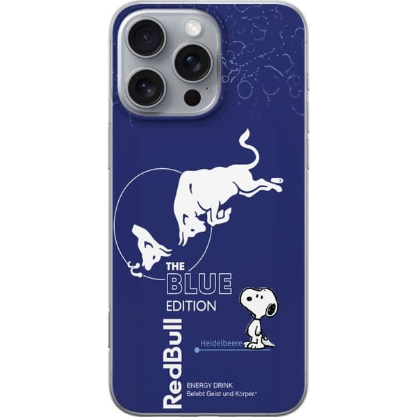 Kompatibelt Mobildeksel til Apple iPhone 16 Pro Max Red Bull Blue Edition med Snoopy og blå energidrikk design blå