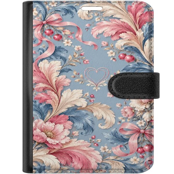 Kompatibelt Lommeboketui til Apple iPhone Duo Blomsterornament blå