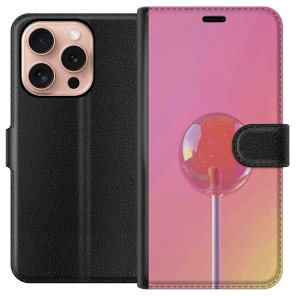 Kompatibel Tegnebogsetui til Apple iPhone 16 Pro Blank lyserød pinde mod blød pastelbaggrund pink