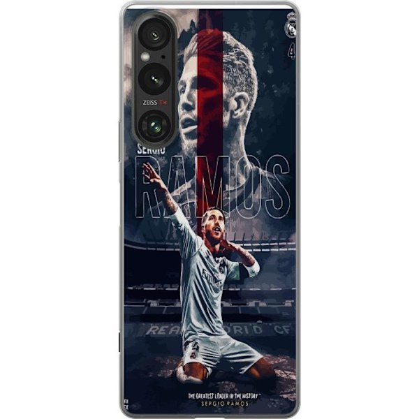 Sony Xperia 1 VI Läpinäkyvä kuori Ramos Jalkapallolegenda Motiivi Pelaaja Real Madrid Espanja Takaisin Ikoni Nimi Jalkapallotähti Urheilu